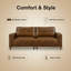 Courbes de style Mid-Century, cuir de polyuréthane respirant, pieds en bois massif, assemblage sans outils en 30 minutes, luxe adapté aux appartements-1244149021-1244149024-1244149025