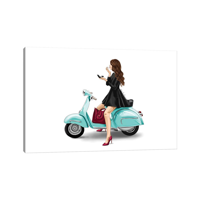 Scooter par Elza Fouche - Estampe numérique sur toile tendue avec châssis, H 26 po x l 40 po x 1,5 po