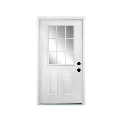 Modern Exterior Doors 36 x 80 Fiberglass Entry Door Slab, 9 Lite Low-E Glass