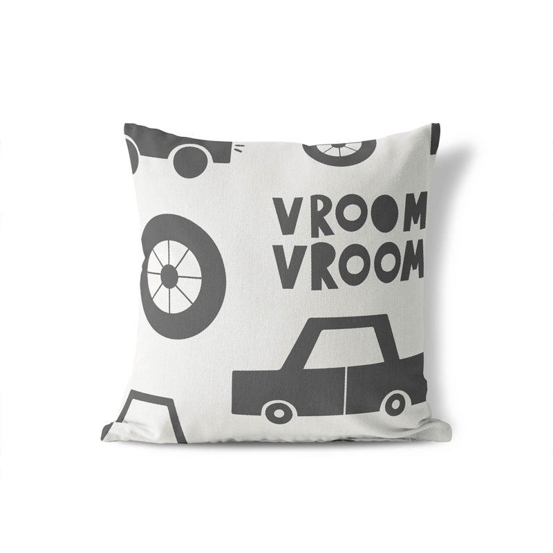 Coussin Vroom, Ivoire/gris anthracite, H 16 po x l 16 po