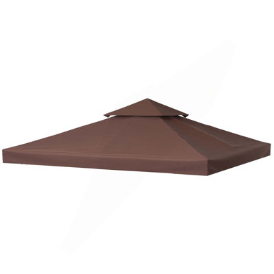 Outsunny 9.8' X 9.8' Gazebo Replacement Canopy, 2-Tier Top UV Cover For 9.84' X 9.84' Outdoor Gazebo Models 01-0153 & 100100-076, Coffee (TOP ONLY)
