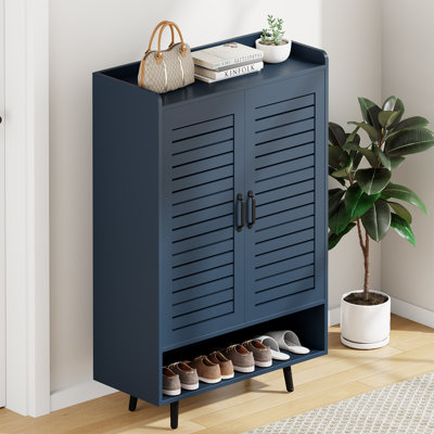 7-Tier Shoe Cabinet Storage for Entryway, Shoe Storage Cabinet with Shutter Doors & Adjustable Shelves, Wooden 50'' Tall Shoe Rack for Front Door, Hallway Closet, Living Room