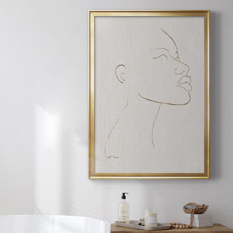 Portrait croquis I, toile encadrée de qualité supérieure - prête à être accrochée, H 36,5 po x l 26,5 po x P 1 po, Cadre doré