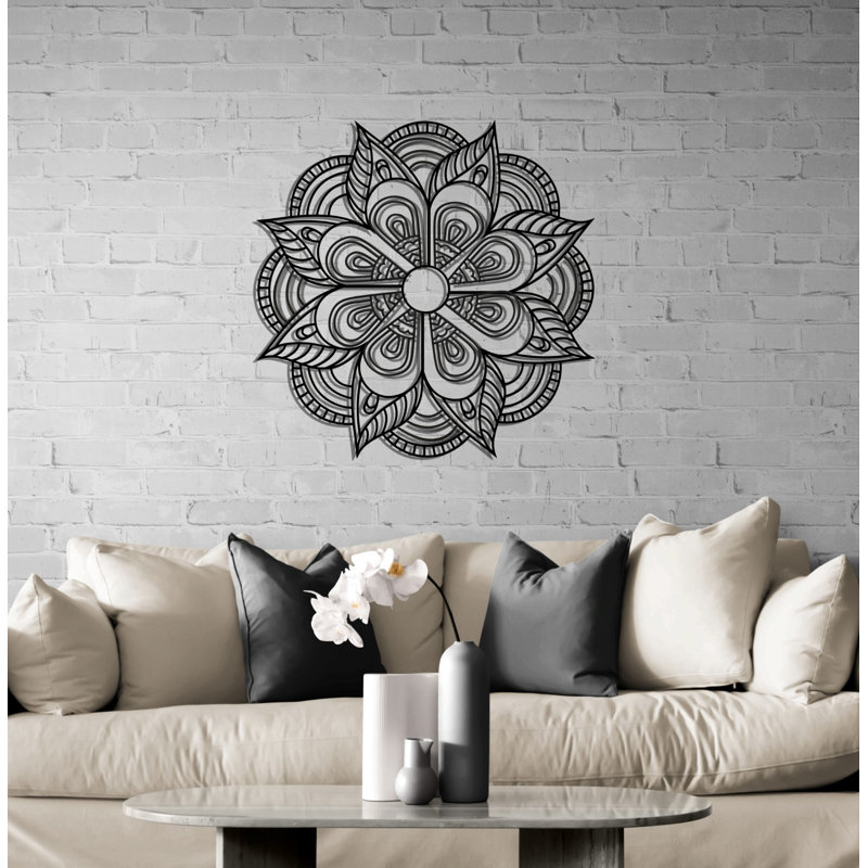 Metal Mandala Abstract Wall Hanging Décor, Creative Floral Metal Wall Art Home Decoration, 45" H x 45" W x 0.5" D