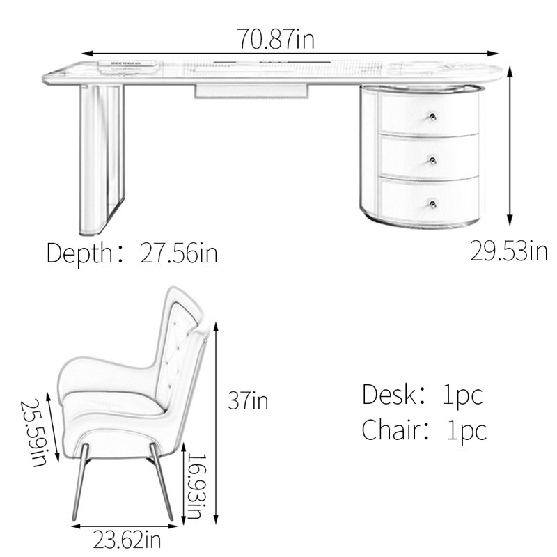 Luxury Desk with Sintered Stone Top