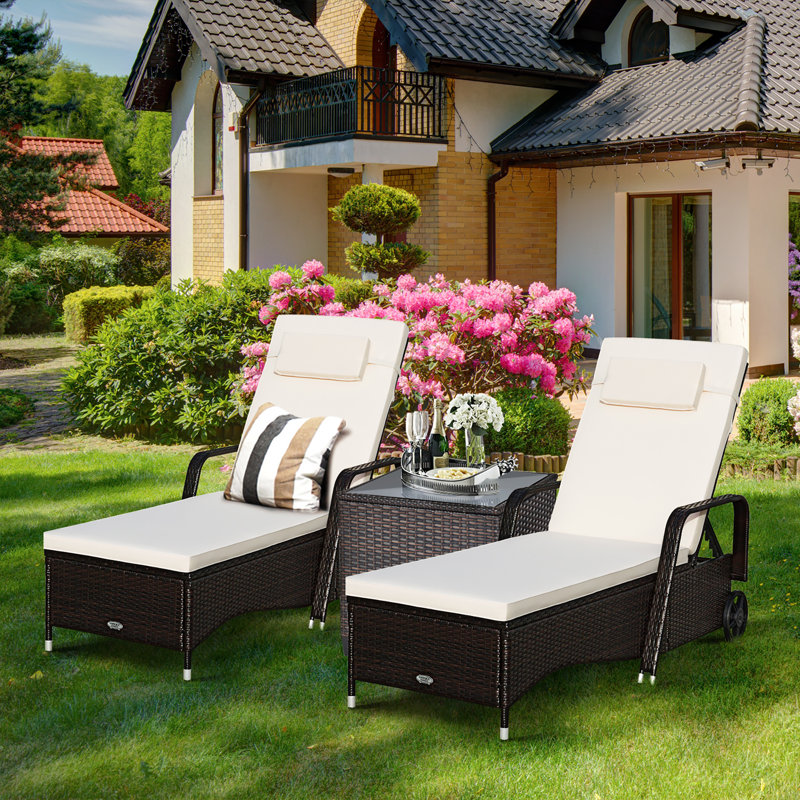 Adstock Outdoor Wicker Chaise Lounge Set , Cushion Included