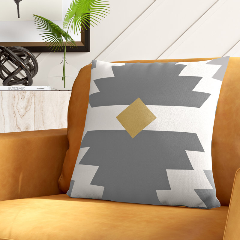 Geometric Outdoor Reversible Throw Pillow, Gray