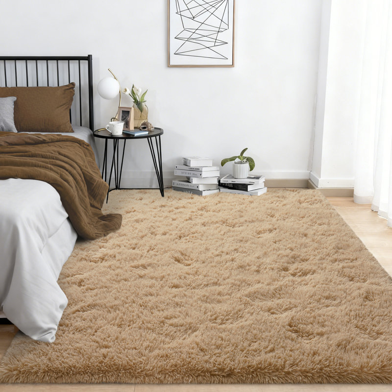 Shag Area Rugs for Living Room, 5x7 ft Soft Fluffy Rugs for Bedroom, Nursery, Kids Room Home Decor, Camel, Rectangle 5' x 7'