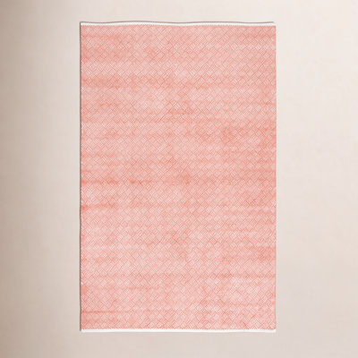 Evansdale Orange Hand-Woven Geometric Cotton Rug