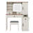 Makeup Vanity Desk With Sliding Mirror And Lights, Glass Top Vanity Set With Charging Station & 4 Drawers & 2 Cabinets-567016121