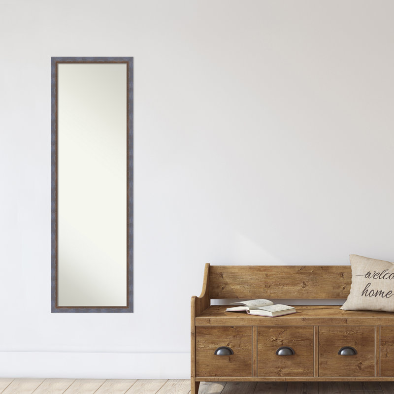 Aariz Solid Wood Rectangle Wall Mirror, Blue