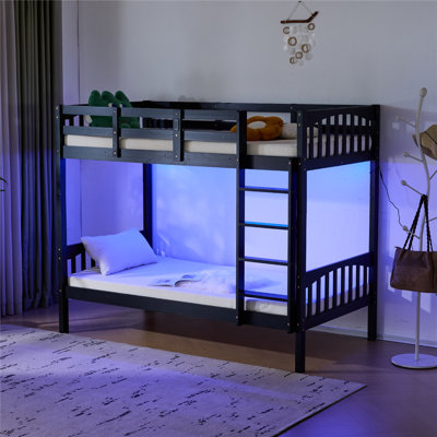 Twin Bunk Bed With RGB LED Strip And Charging Station