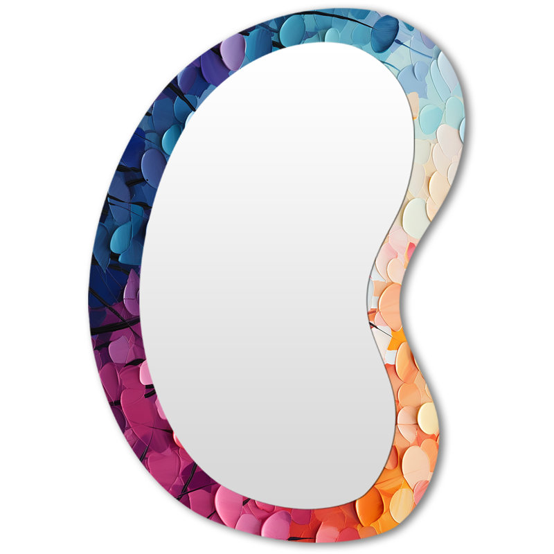 Arc-en-ciel Reverie Collages IV - Collages abstraits, décoration en métal - Miroir mural moderne, 31 po x 22 po