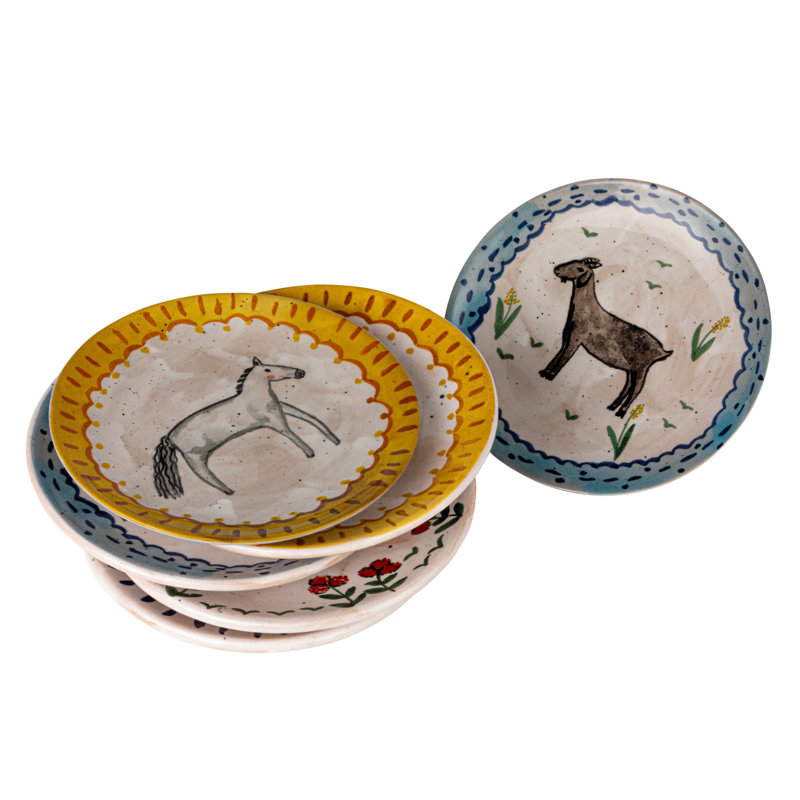 Enchanted Fauna Series - Hand-Painted Stoneware Plates