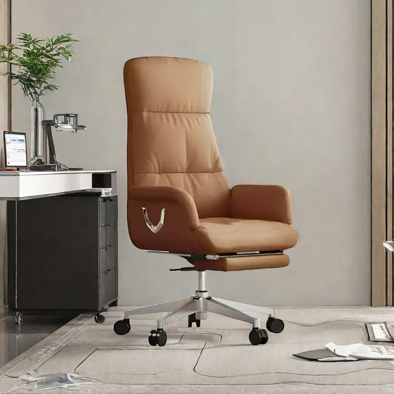 Manual Adjustment Recliner Ergonomic Office Chair, Brown