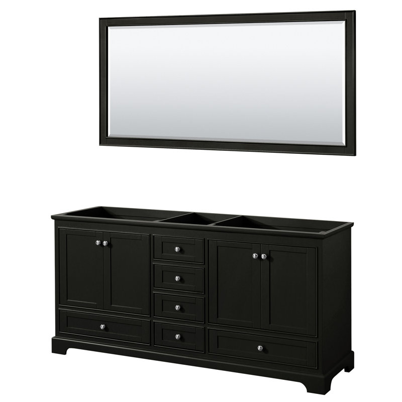 Deborah 71'' Double Bathroom Vanity Base Only, Dark Espresso/Polished Chrome