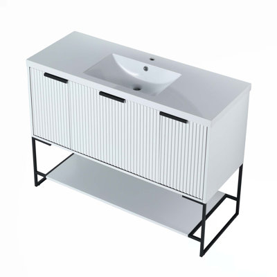 Meuble-lavabo autoportant avec lavabo en résine