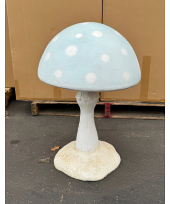 Small Pastel Peach Round Mushroom Statue