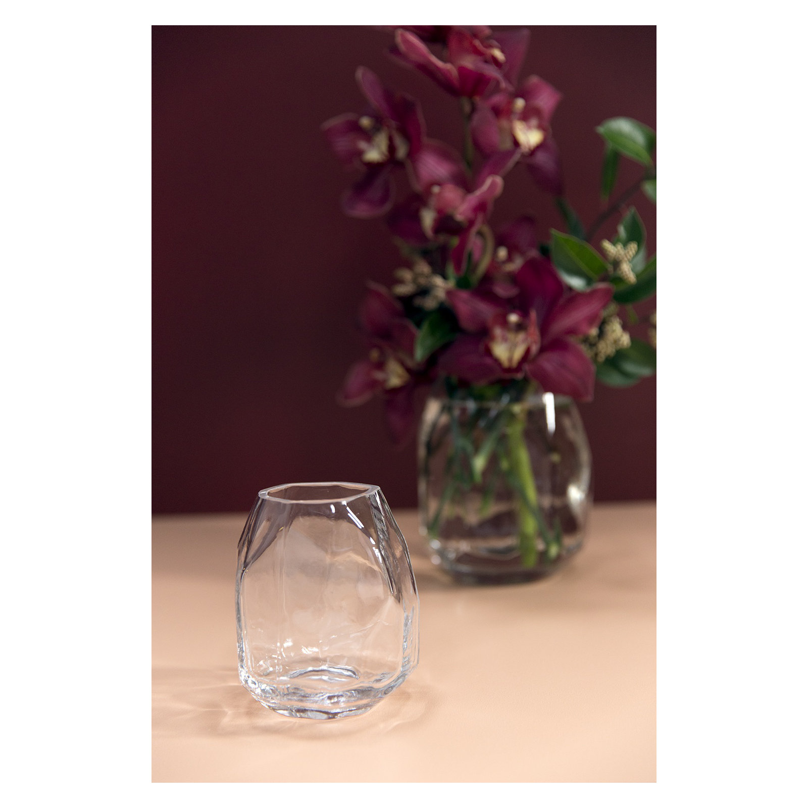 Ardara Handmade Glass Table Vase, 4.5" H x 4" W x 4" D