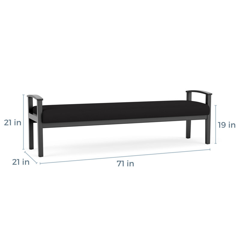 Banc en bois massif Amherst, Noir, Visite libre noire