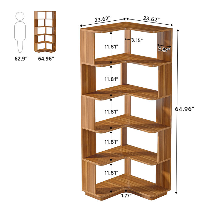 Ebern Designs Nyajiah Corner Bookcase & Reviews | Wayfair