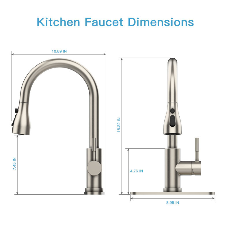Babevy Pull Down Kitchen Faucet, Silver