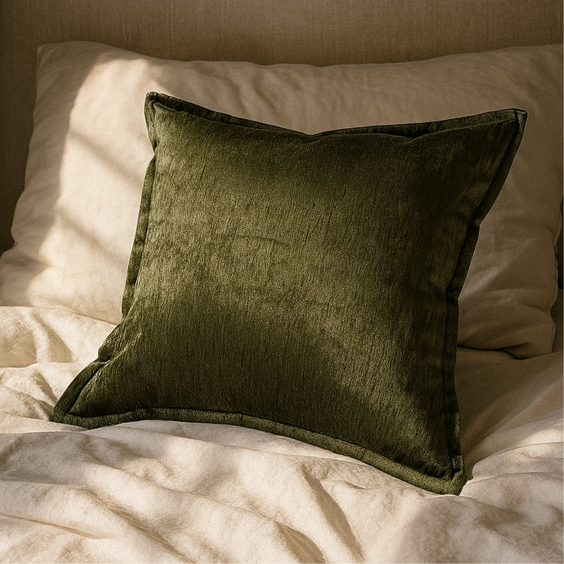 Coussin en velours Homey, Vert