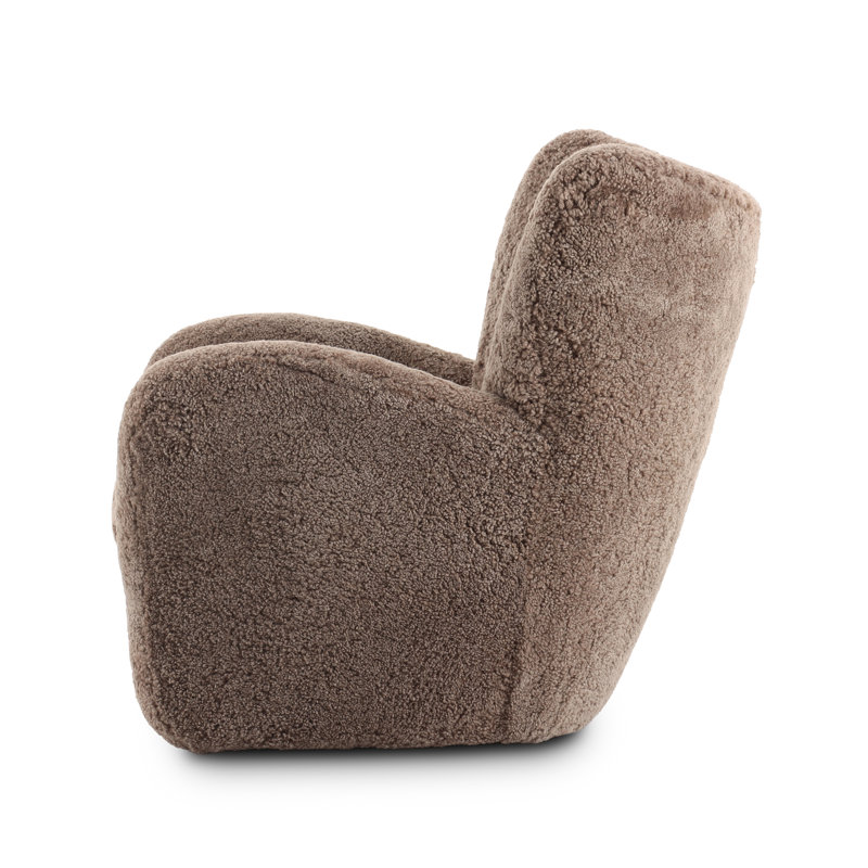 Amelie Wingback Chair, Taupe Shearling