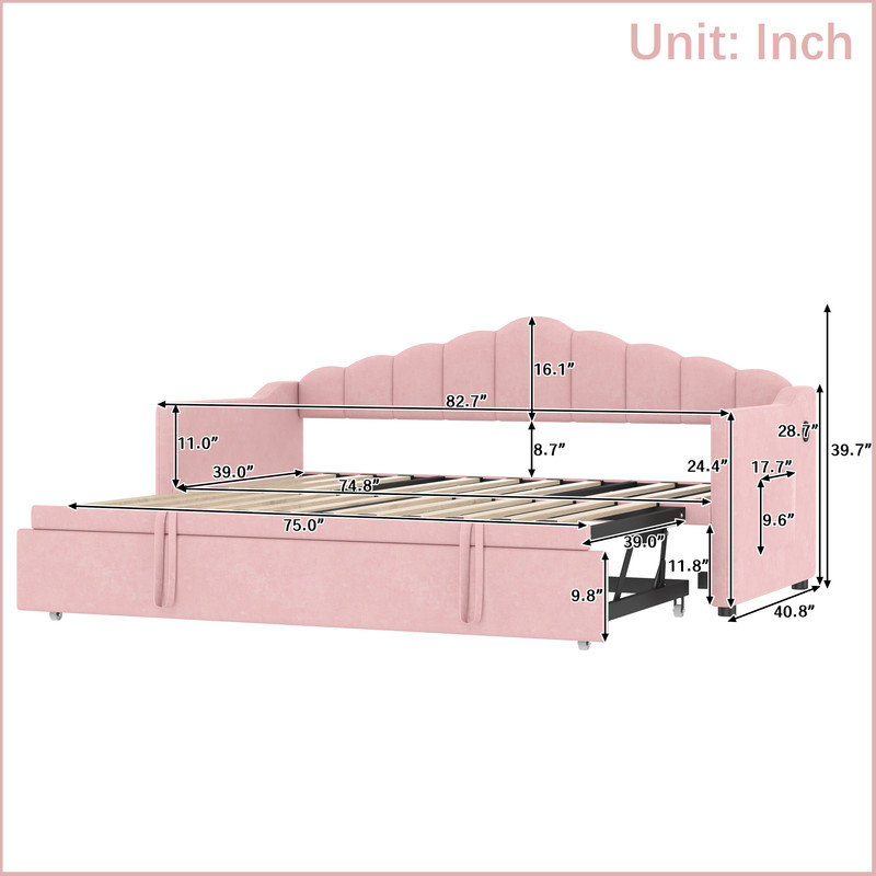 Mid-Century Modern Trundle Daybeds, Pink