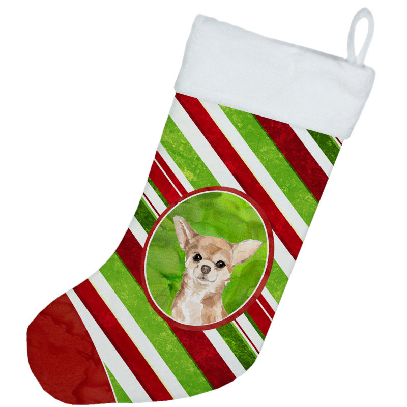 Chaussette de noël à rayures à sucre, Chihuahua