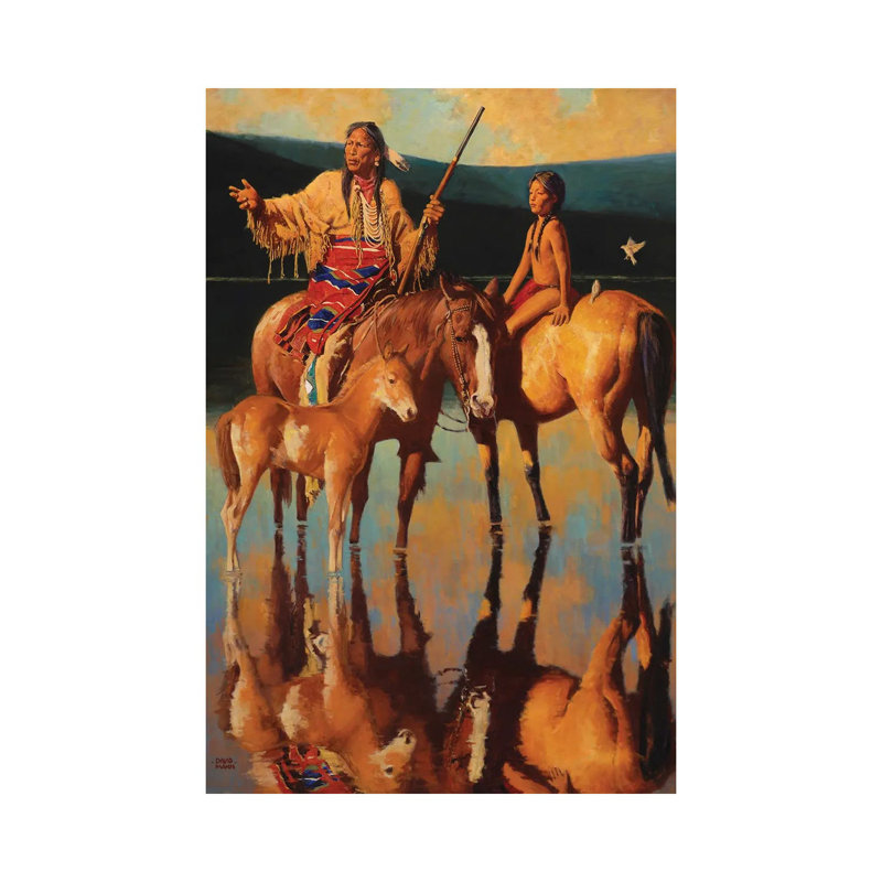 «Lakota Sundown» par - Toile tendue, H 12 po x l 8 po x P 0,75 po