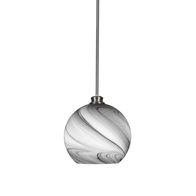 Kimbro 1-Light Stem Hung Pendant, Brushed Nickel, 10.75" H x 11.75" W x 11.75" D