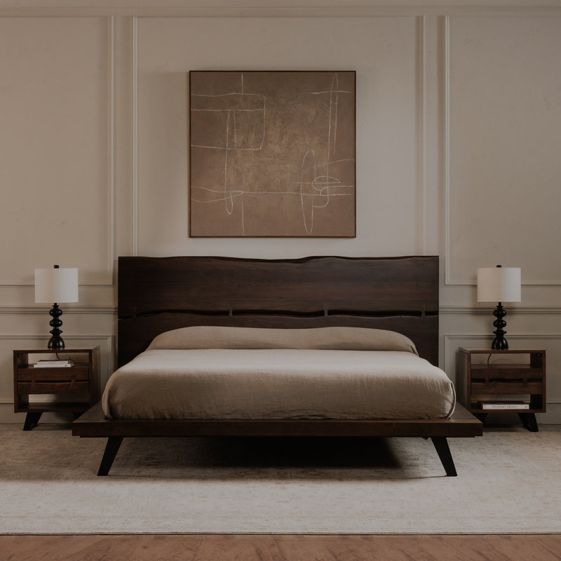 Broughton Solid Wood Platform Bed, King, Dark Brown