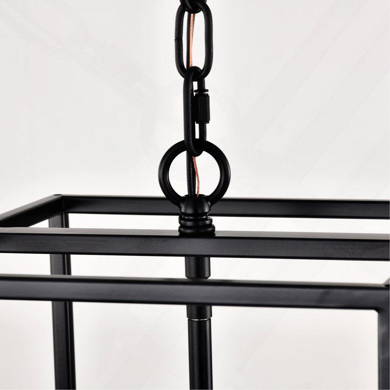 Luminaire suspendu en métal à 4 lumières, Noir, noir, noir, noir