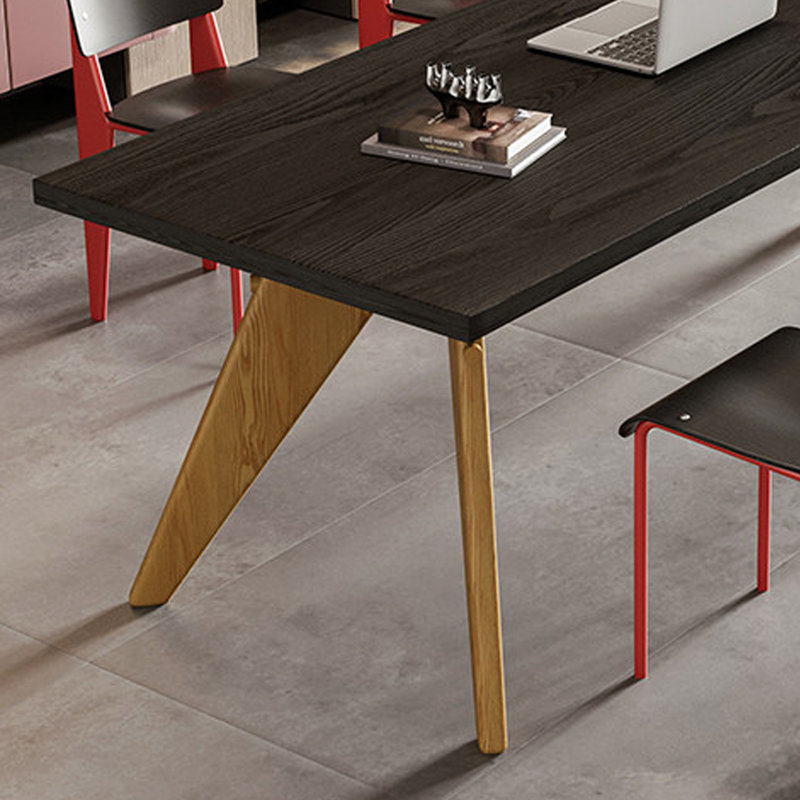 Modern Durable Multi-functional Rectangular Desk, Black/Brown, 29.52" H x 78.74" W x 31.49" D