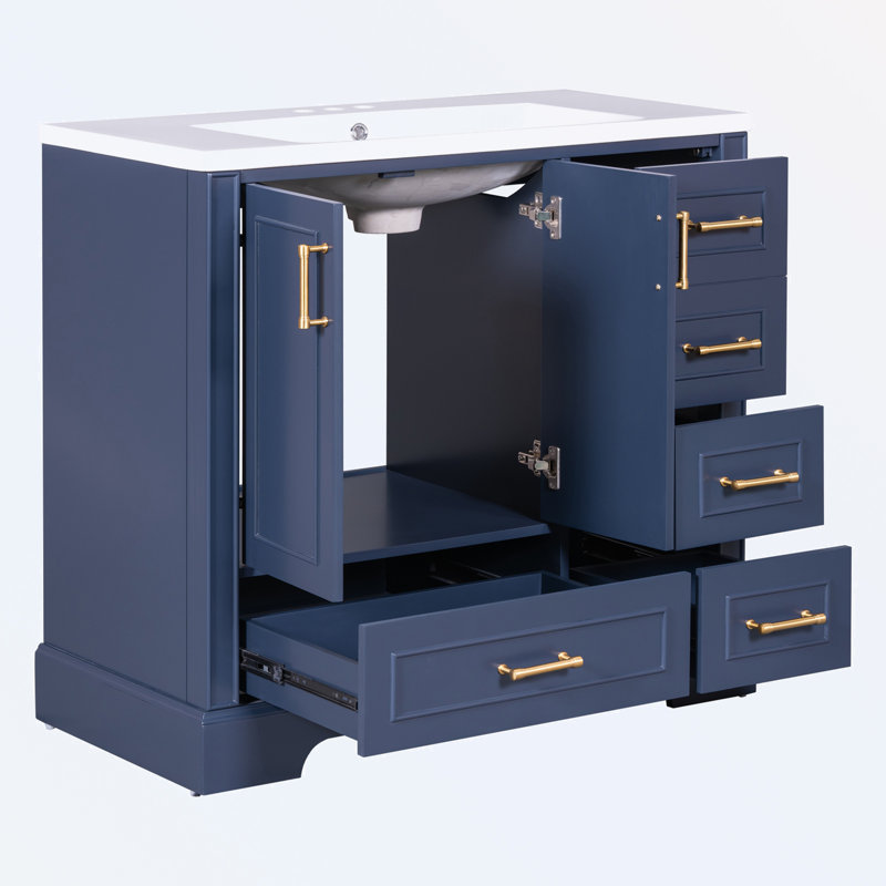 Armoire de salle de bain autoportante, Bleu