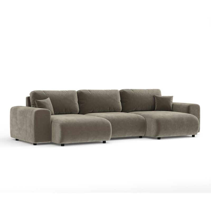 Six-seater panoramic sofa, Brown Velvet