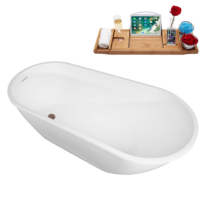 Baignoire autoportante 61 "avec drain interne 61" Streamline, Bronze huilé mat