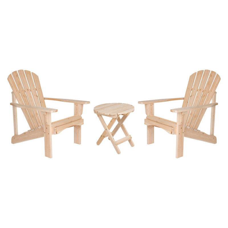 Chaise Adirondack d'extérieur en cèdre Bremment avec table, Brun clair
