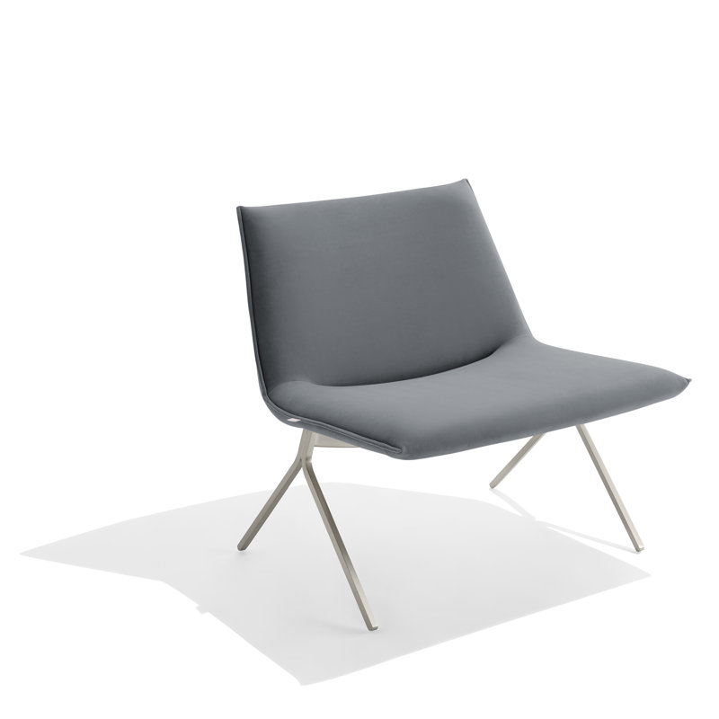 Chaise de réception Meredith, Velours gris foncé, Nickel