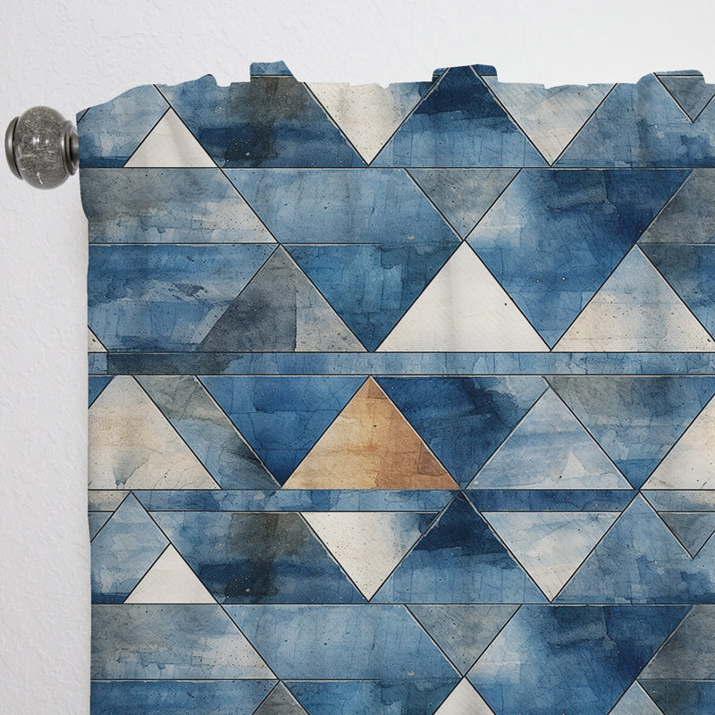 Rustic Cobalt Triangle Symphony - Rideau abstrait - Rideau géométrique obscurcissant - 1 panneau, L 52 po x L 63 po