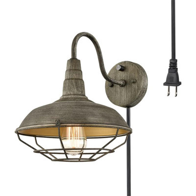 Wall Sconce With Plug In Cord And On Off Switch,Retro Gooseneck Wall Light Fixtures For Bedroom Nightstand