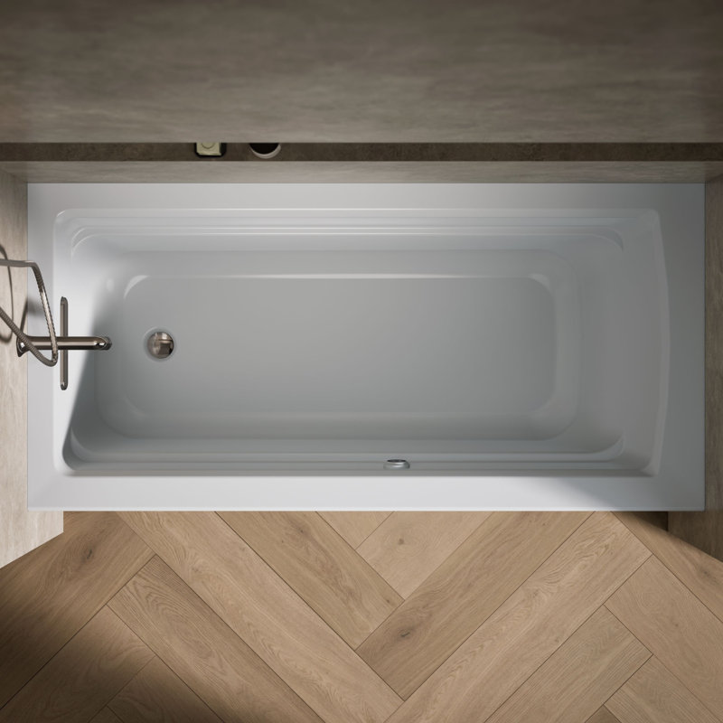 Archer® 66" X 32" Alcove Bath with Bask® Heated Surface, Integral Apron, Integral Flange, and Right-Hand Drain, Left