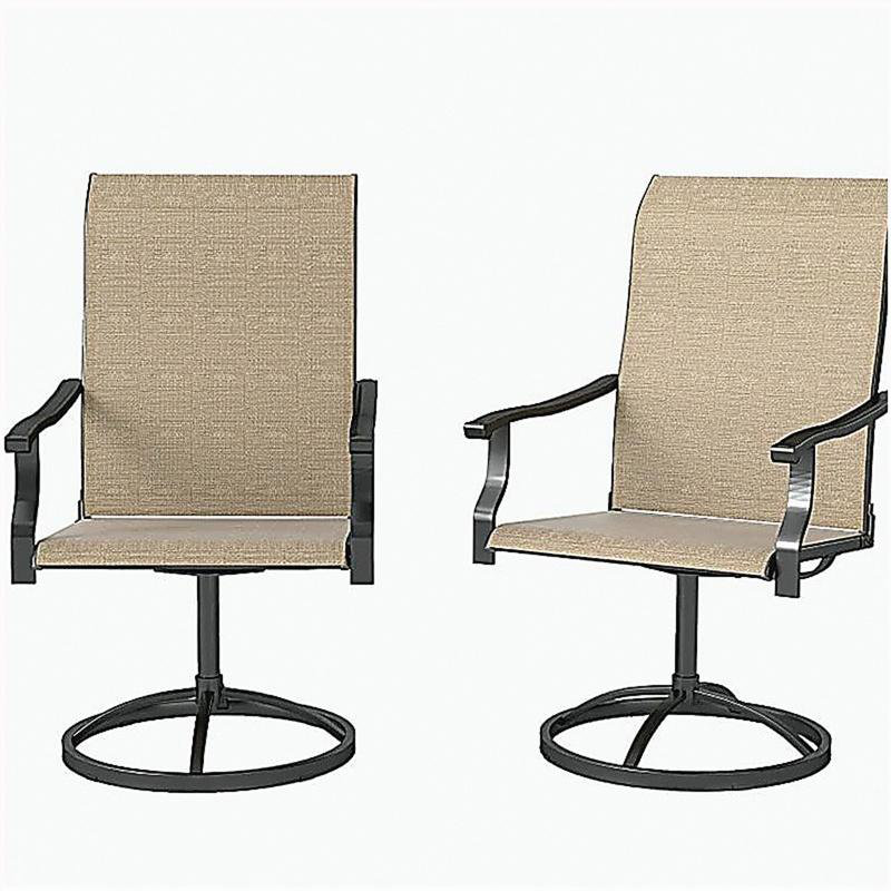 High Back Outdoor Chairs,Swivel Chairs Set of 2, Brown/Black