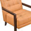Fauteuil d'appoint 100% cuir orange vif avec structure et coussin de pieds contemporain en contreplaqué brillant