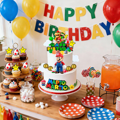 Décoration de gâteau Mario, ensemble de gâteau 32 pièces Mario