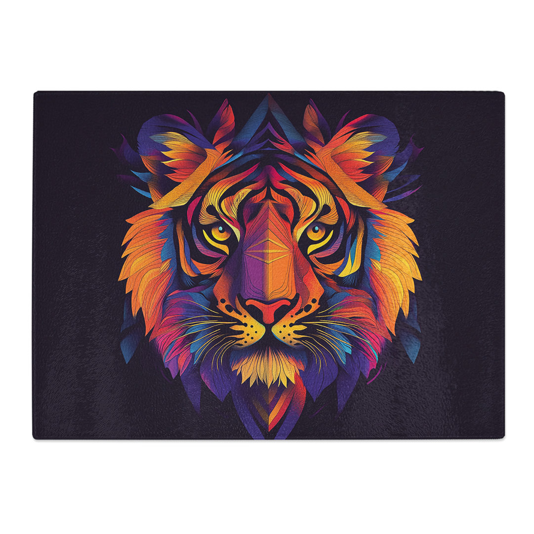 Tiger Graphic  Glass Chopping Board