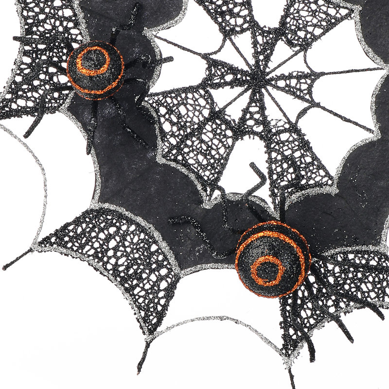 16" Glitter Spider Web With Spider