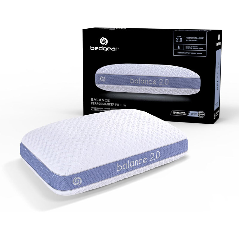 Balance 2.0 White and Blue Medium Hybrid Pillow