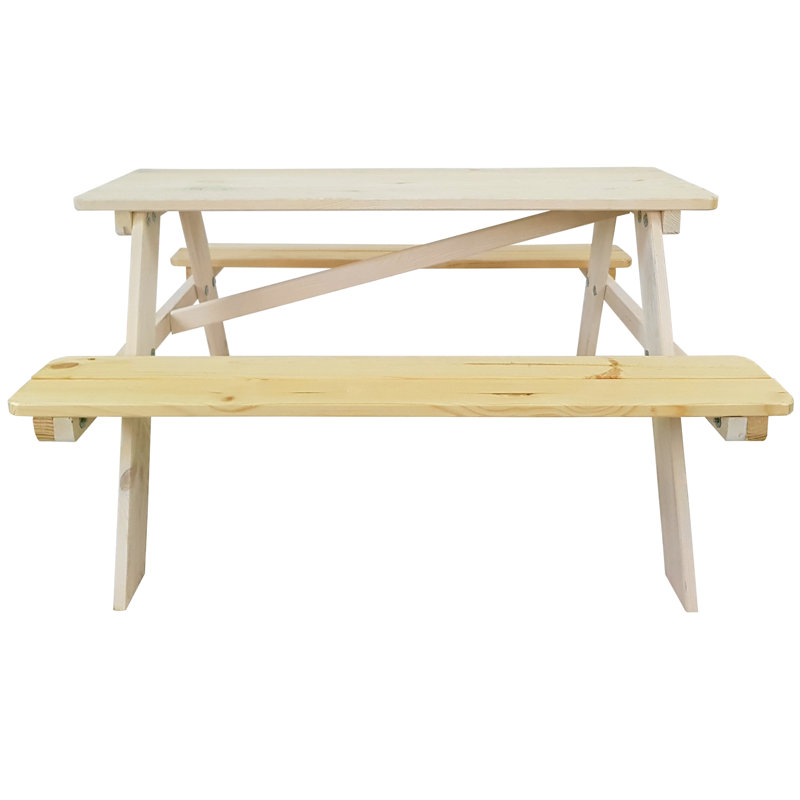 Dupre Kids Rectangular Outdoor Table Or Chair and Chair Set, White/Naturall